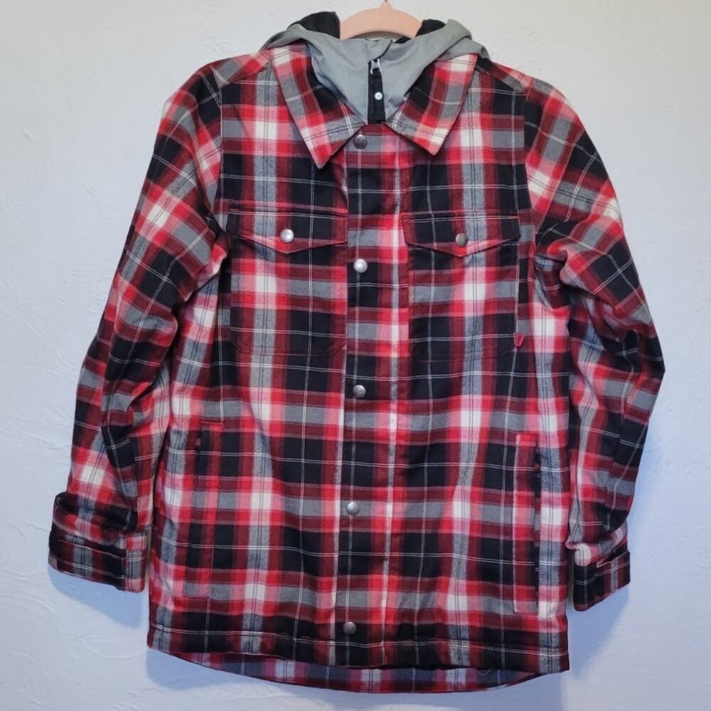 Burton Boys Large Uproar Red Plaid Snowboard Jacket